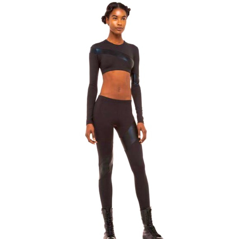 Norma Kamali Spliced Diagonal Leggings NWT Sz Xs
